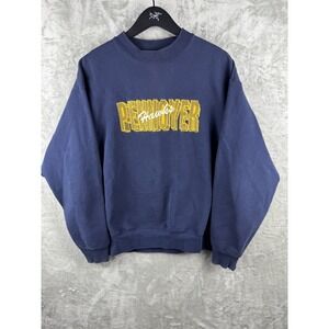 Vintage Pennoyer Hawks Sweatshirt Embroidered School Illinois‎ Blue Mens XL 90s